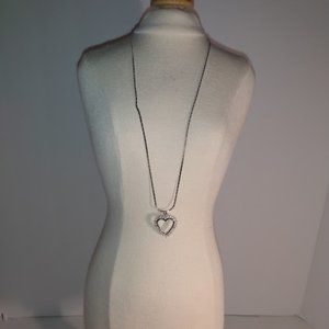 Monet: Silver tone Rhinestone heart necklace